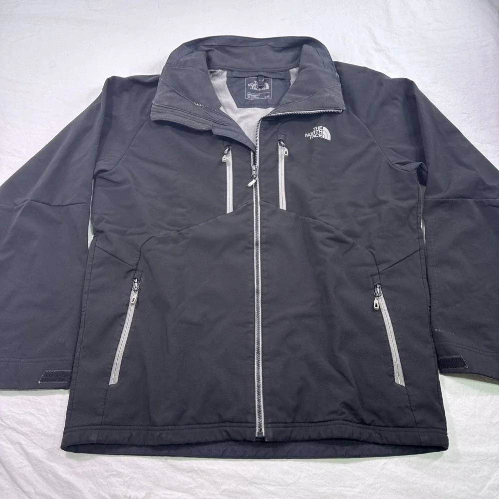 North Face Jacket Mens Large Black Softshell Apex Bionic Windproof Full Zip